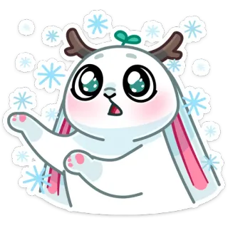 😦 fofo, desenho animado, animal, flocos de neve, coelho, inverno, kawaii telegram sticker