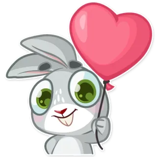 🎈 うさぎ, ハート, 風船, かわいい, 動物 telegram sticker