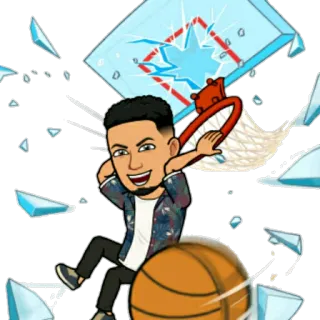 🏀 basquetebol, esporte, desenho animado, esmagar, quebrando, bitmoji whatsapp sticker