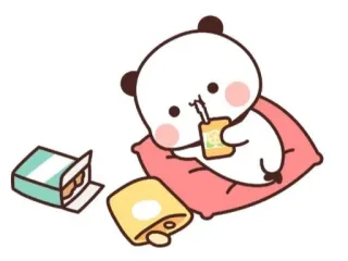 🤔 Panda, Cartone animato, Carino, Cuscino, Succo, Snack telegram sticker
