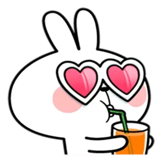 🍹 rabbit, glasses, heart, drink, cute, cartoon telegram sticker