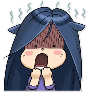 😨 anime, cat girl, surprised, sweating, scared, nervous whatsapp sticker