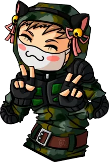 ☺️ Anime, Militar, Camuflaje, Paz, Lindo, Orejas de gato telegram sticker