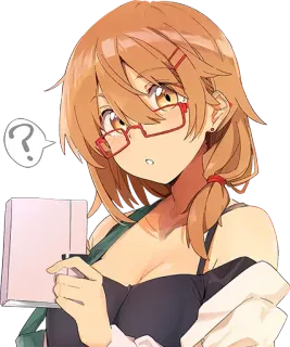🤓 anime, donna, occhiali, confusa, illustrazione, libro telegram sticker