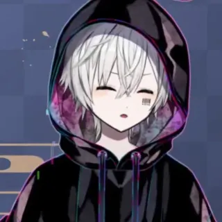 ☁️ Anime, Niedlich, Hoodie, Weißes Haar, Digitale Kunst, Charakter whatsapp sticker