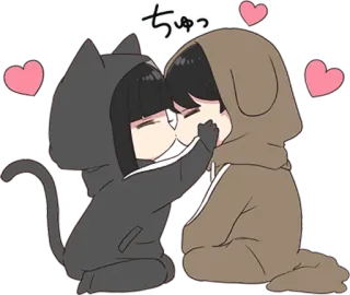 💏 ちゅっ Anime, Tình yêu, Hôn, Dễ thương, Chibi, Cặp đôi, Hoạt hình telegram sticker