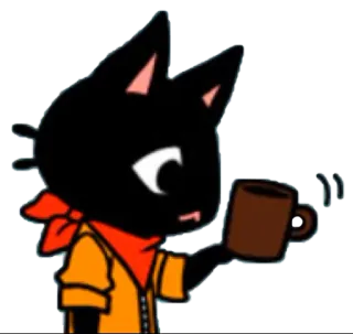☕ gato, desenho animado, animal, bebida, café, chá telegram sticker