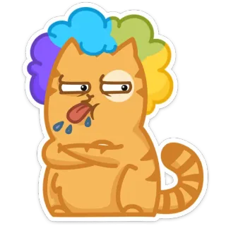 😝 kot, klaun, język, emoji, naklejka, kreskówka, śmieszne, zwierzę telegram sticker