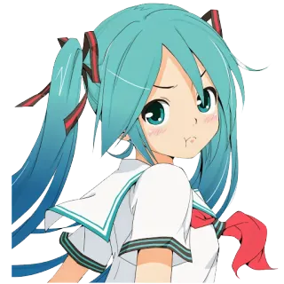 ☹️ Hatsune Miku Anime, Cartoon, Mädchen, Teenager, Schuluniform, Vocaloid, Miku telegram sticker