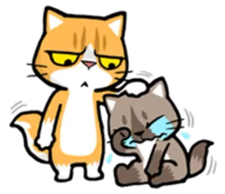 😢 Katze, traurig, Trost, Freundschaft, Empathie, Cartoon, Tier whatsapp sticker