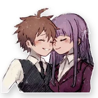 🥰 Makoto Naegi Danganronpa アニメ, カップル, 恋愛, 霧切響子, 可愛い telegram sticker