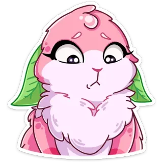 😟 การ์ตูน, สัตว์, กระต่าย, น่ารัก, สีชมพู, สติกเกอร์ telegram sticker