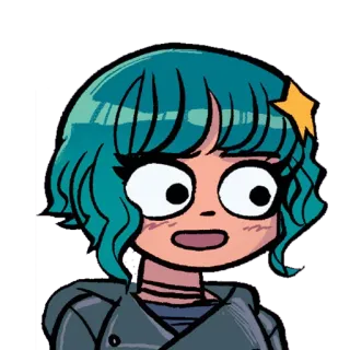 😦 Ramona Flowers Scott Pilgrim vs. the World Ramona Flowers, Scott Pilgrim, anime, comic, illustration telegram sticker