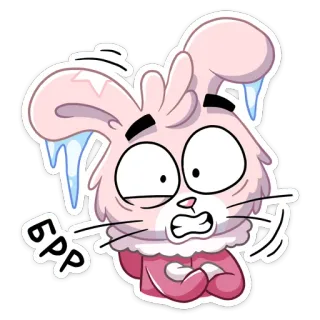 🥶 Брр lapin, froid, gelé, hiver, dessin animé, autocollant telegram sticker
