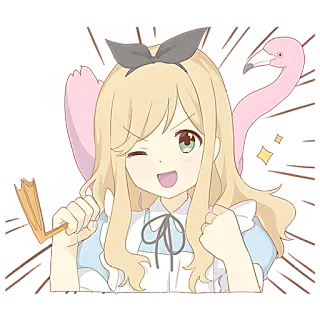 😉 anime, girl, cute, flamingo, cartoon, cheerful telegram sticker