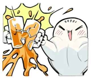 🍻 hibou, bière, renverser, dessin animé, mignon, drôle telegram sticker