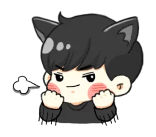 😏 telinga kucing, anime, kartun, marah, cemberut, emoticon whatsapp sticker