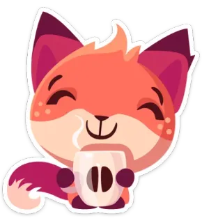 😊 volpe, caffè, animale, carino, adesivo, cartone animato telegram sticker
