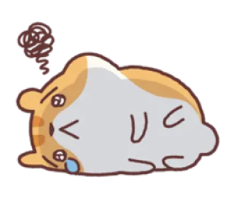 😞 可爱, 动物, 豚鼠, 卡通, 困, 精疲力尽, 累 telegram sticker