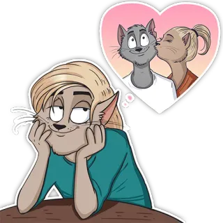 🥰 kucing, cinta, kartun, mimpi, berpikir, hewan telegram sticker