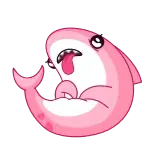 😵 merah muda, kartun, konyol, lucu, imut, hiu whatsapp sticker