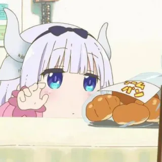 ☁️ Kanna Kamui Miss Kobayashi's Dragon Maid クリームパン Anime, Kanna Kamui, Miss Kobayashi's Dragon Maid, Cibo, Pan brioche alla crema telegram sticker