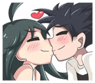 💋 kiss, couple, love, affection, cartoon, anime telegram sticker