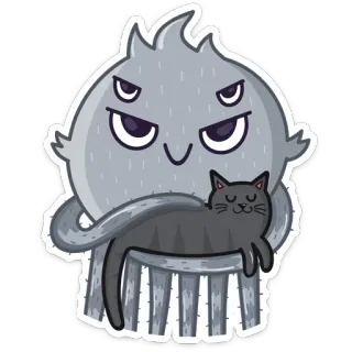 🐱 Monster, Katze, niedlich, Cartoon, Stuhl, Haustier whatsapp sticker