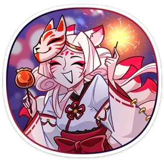 🎆 Anime, Manga, Renard, Kitsune, Masque, Cierge Magique, Kawaii, Mignon telegram sticker