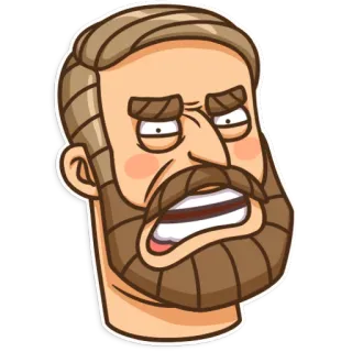 😖 pria, jenggot, wajah, kartun, stiker, ekspresi telegram sticker