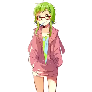 😕 Anime, Mädchen, Hoodie, Brille, Charakter, Süß telegram sticker