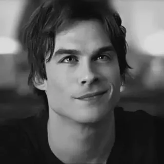 ▪️ Damon Salvatore The Vampire Diaries Ian Somerhalder, wampir, serial TV, celebryta, aktor, uśmiechnięty telegram sticker