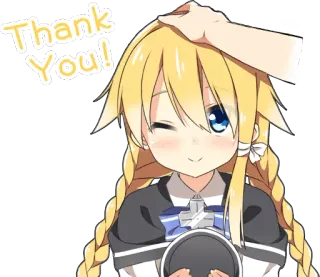 😙 Thank You! อนิเมะ, ขอบคุณ, น่ารัก, ผู้หญิง, ผมบลอนด์, ขอบคุณ telegram sticker