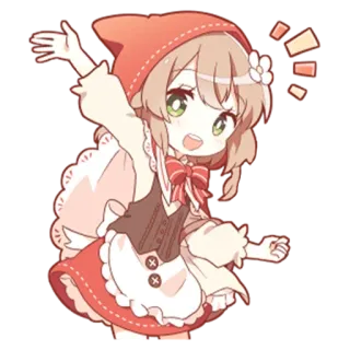 👋 Garota anime, Chibi, Kawaii, Fofo, Chapeuzinho Vermelho, Desenho animado telegram sticker