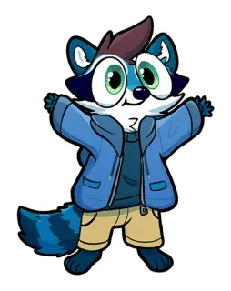 😋 мультфильм, енот, милый, животное, персонаж, стикер telegram sticker
