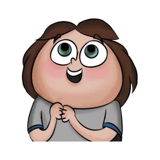😃 cartoon, personage, meisje, illustratie, portret, vrolijk, glimlachend whatsapp sticker