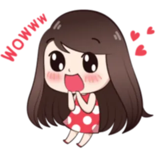 😯 WOWWW 만화, 소녀, 귀여운, 와 whatsapp sticker
