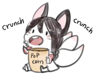 🎬 Popcorn anime, cartoon, popcorn, snack, eating, cute telegram sticker