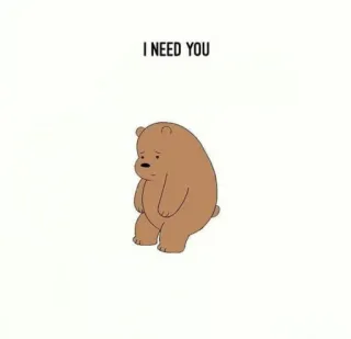 ❤️ Ice Bear We Bare Bears I NEED YOU Bär, Cartoon, niedlich, traurig, We Bare Bears, Ice Bear whatsapp sticker