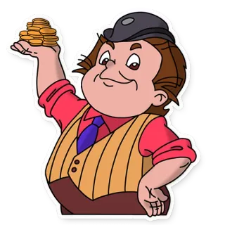🤑 Desenho animado, Personagem, Dinheiro, Riqueza, Moedas de ouro, Retrato telegram sticker