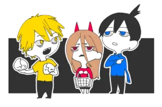 🤍 Denji, Power, Aki Hayakawa Chainsaw Man Anime, Mangá, Personagens, Desenhos animados, Engraçado, Adesivos, Desenho telegram sticker