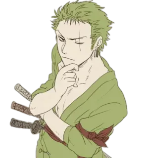 🤔 Roronoa Zoro One Piece anime, manga, roronoa zoro, one piece, swordsman, character telegram sticker