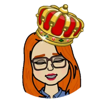 👸 Bitmoji, cartoon, crown, woman, glasses, portrait telegram sticker
