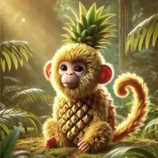 🤩 scimmia, ananas, carino, animale, tropicale, frutta, fantasy, giungla telegram sticker