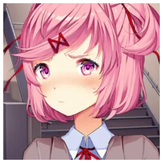 😐 Natsuki Doki Doki Literature Club! Anime, Manga, Süß, Kawaii, Rosa Haare, Natsuki, Doki Doki Literature Club! telegram sticker