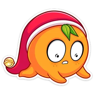 😫 orange, fruit, dessin animé, noël, chapeau, mignon, autocollant, illustration telegram sticker