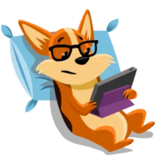 📷 corgi, perro, tableta, leyendo, animal, dibujos animados telegram sticker