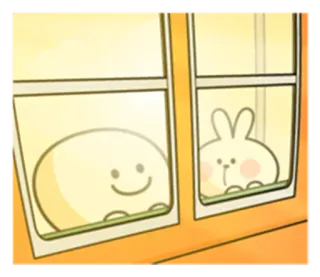 👫 tier, comic, süß, fenster, hase, lächeln, kawaii whatsapp sticker