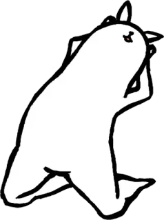 🙃 animale, bianco, gatto, carino, inginocchiato, triste telegram sticker