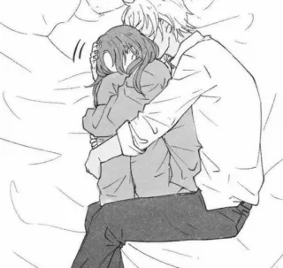 🖤 coppia, abbraccio, amore, romantico, stile anime telegram sticker